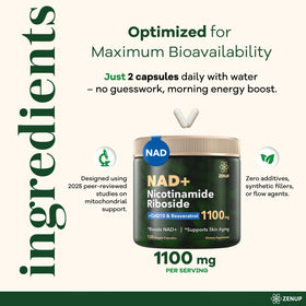 Capsules de ZenUP Complément NAD+ sur une surface de travail