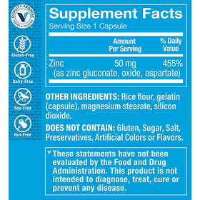 Capsules de Zinc 50 mg de The Vitamin Shoppe, vue de près
