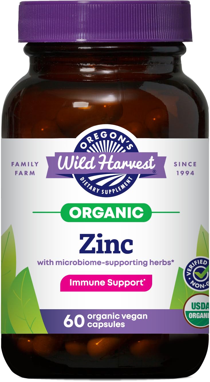 Capsules de zinc bio Oregon's Wild Harvest en vue de face