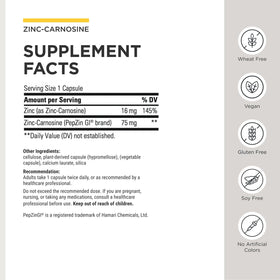 Capsules de Zinc-Carnosine d'Integrative Therapeutics sur fond blanc