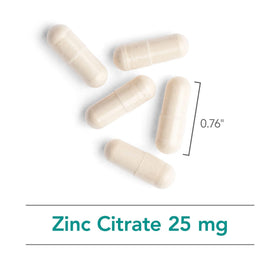 Capsules de Zinc Citrate sur une surface blanche
