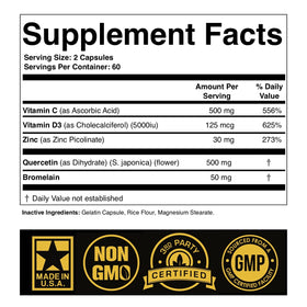 Capsules de Zinc Quercetin SPARTIS sur fond blanc
