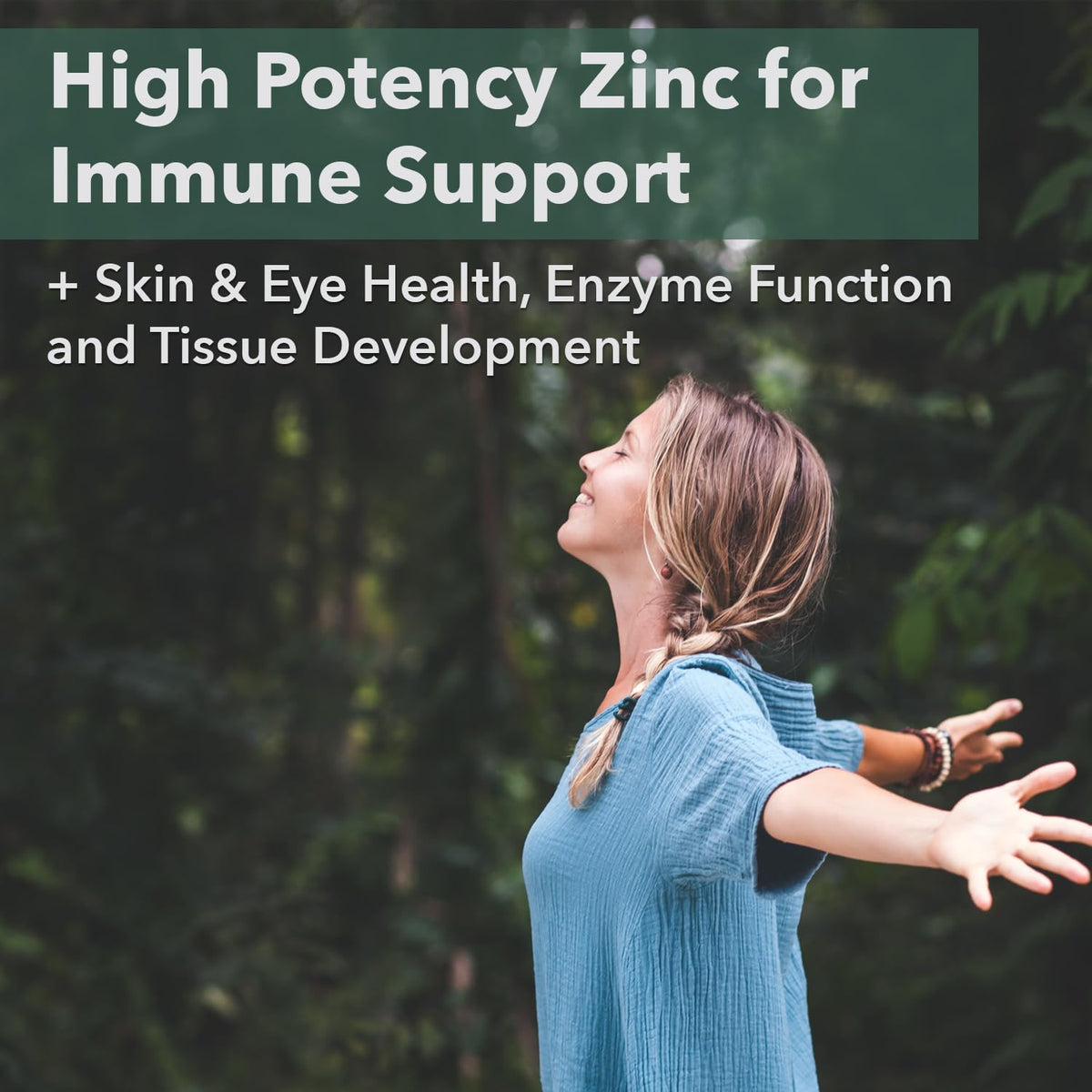 Capsules de zinc végétalien PlantFusion sur fond blanc