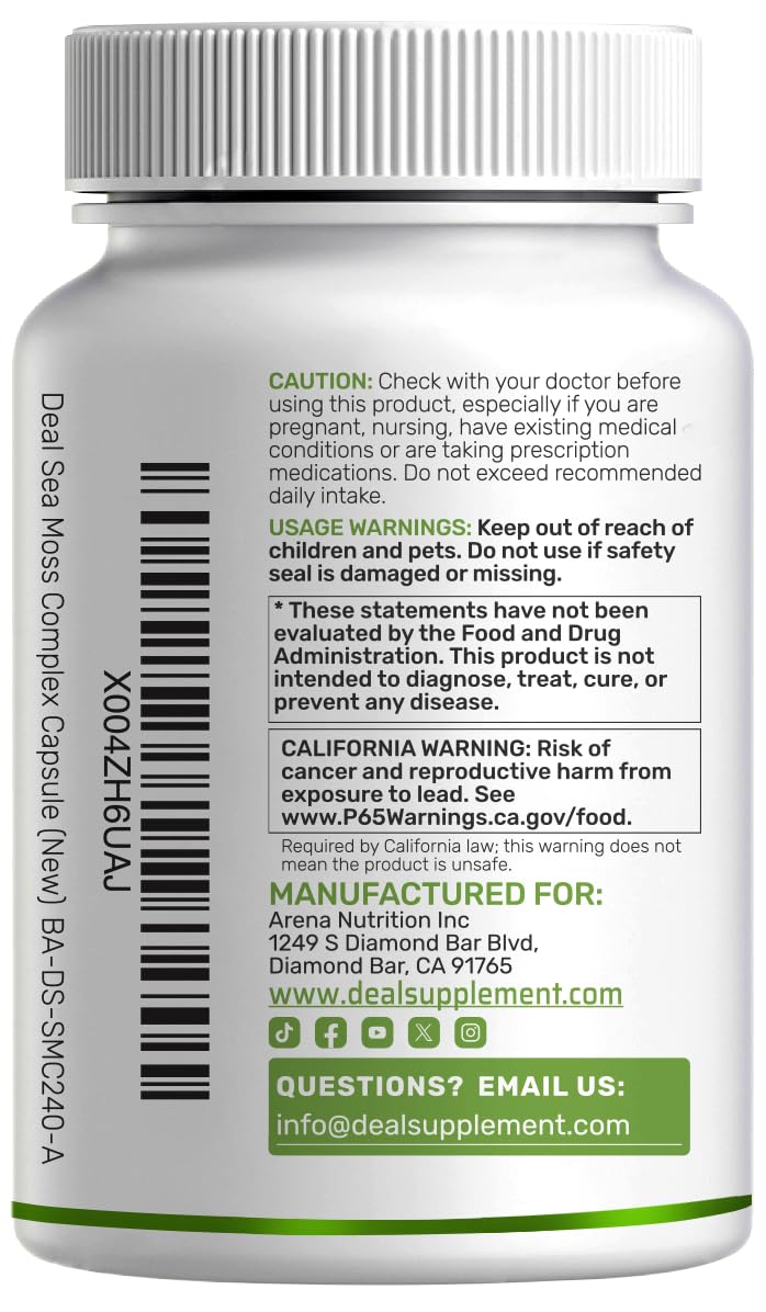 Capsules DEAL SUPPLEMENT Irish Sea Moss sur une surface neutre