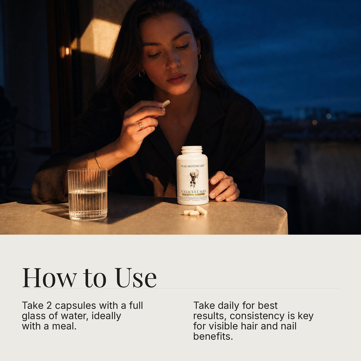 Capsules Dear Apothecary sur un fond naturel