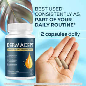 Capsules Dermacept d'OVICIA dans une main