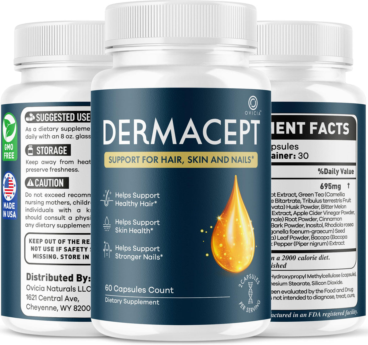 Capsules Dermacept sur un plan de travail