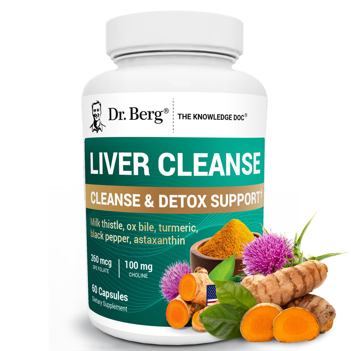 Capsules détox foie Dr. Berg Nutritionals devant un fond blanc