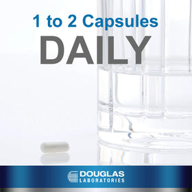 Capsules DHEA 50 mg de Douglas Laboratories sur fond blanc