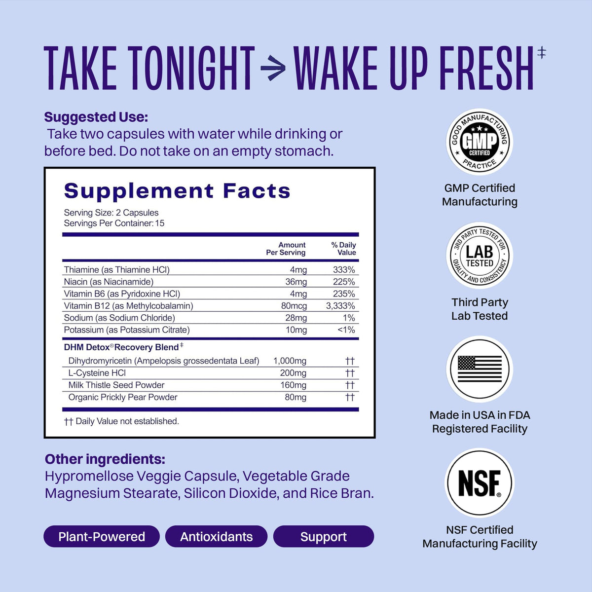Capsules Dihydromyricétine No Days Wasted sur fond blanc