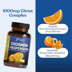 Capsules Diosmine Hespéridine Athletic Choice sur un fond neutre