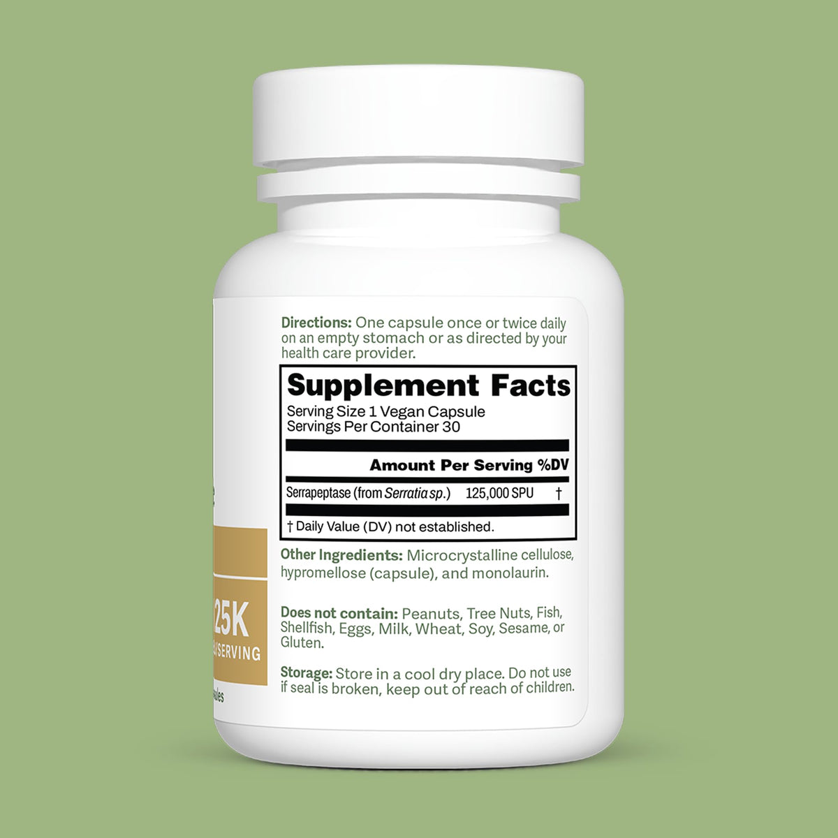 Capsules Dr. Murray Serrapeptase sur une surface blanche