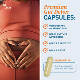 Capsules Dr. Tobias Support Candida Complex sur une surface blanche