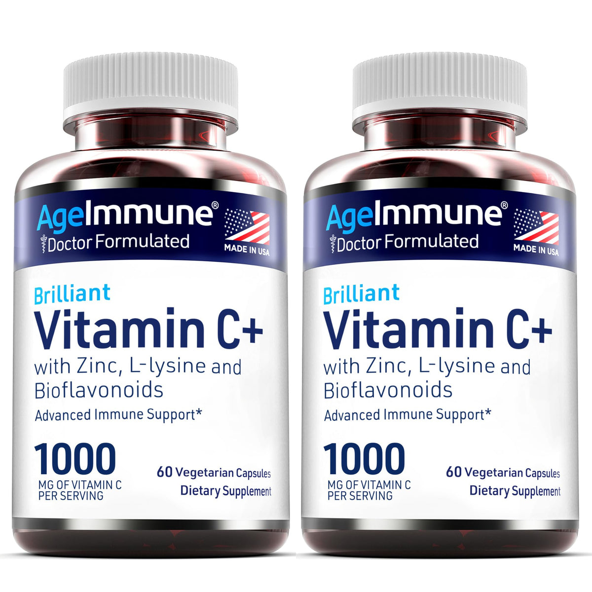 Capsules du Complexe de Vitamine C AgeImmune dans un verre