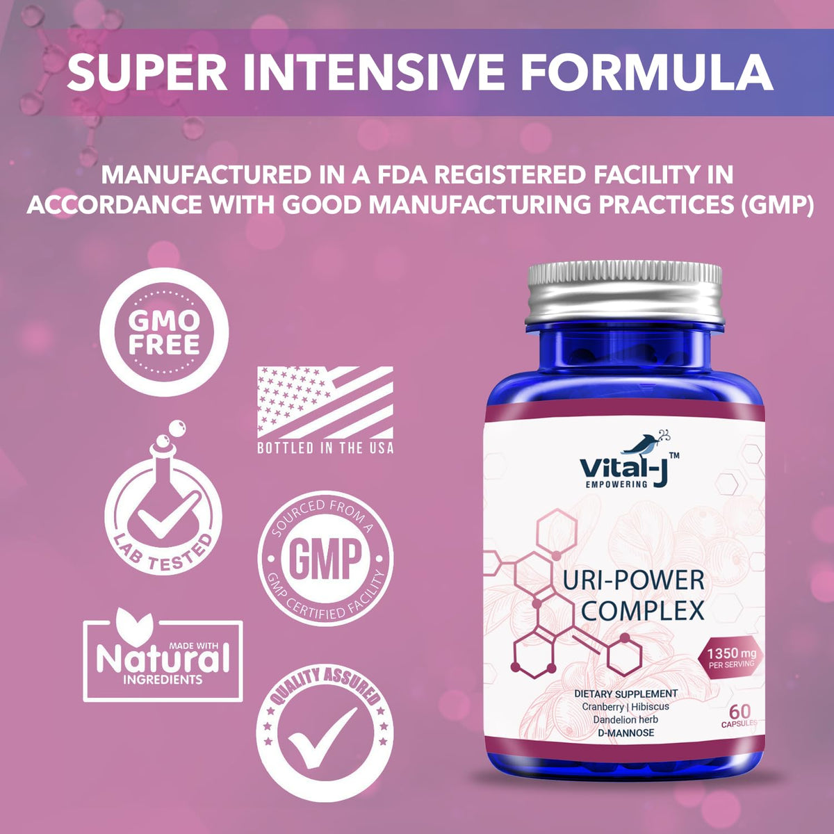 Capsules du Complexe URI 4-en-1 Vital-J sur fond blanc