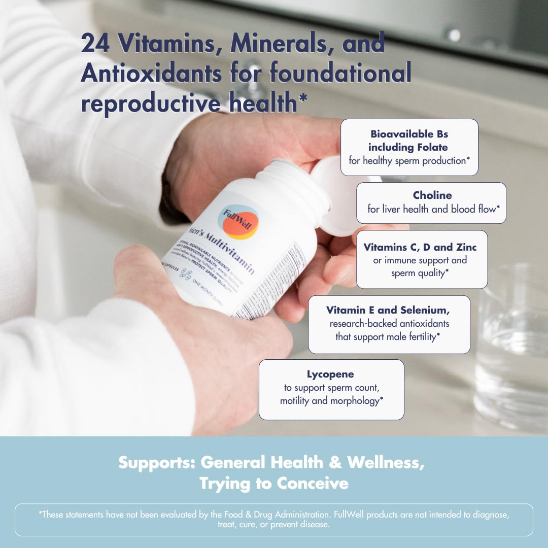 Capsules du FullWell Multivitamine pour Hommes sur une surface blanche