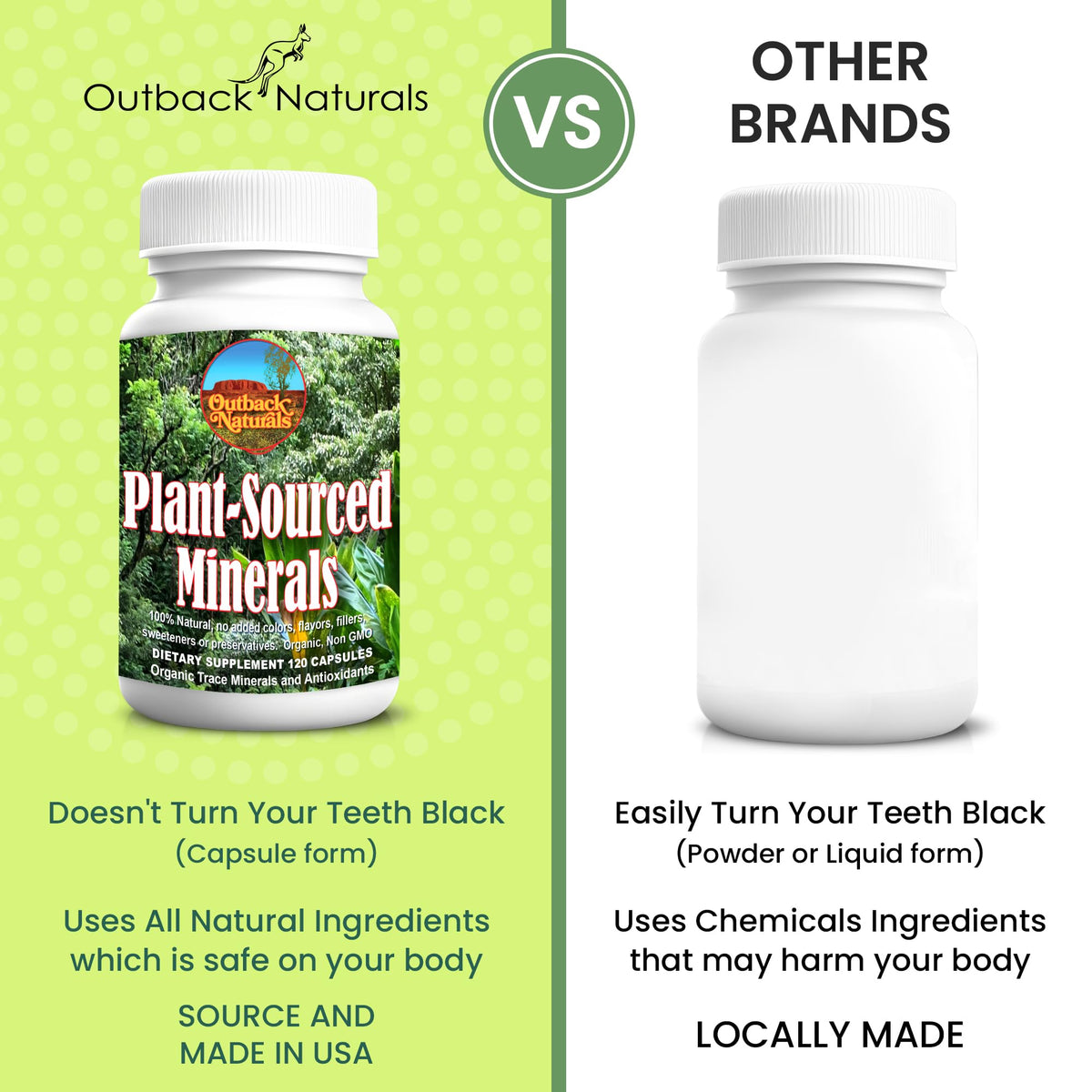 Capsules du Mélange Minéral Humique et Fulvique d'Outback Naturals sur une table