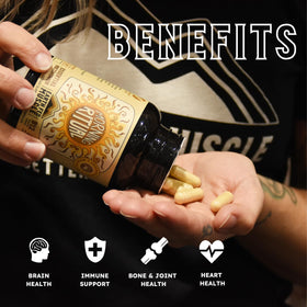 Capsules Earth Fed Muscle Multivitamine Matinale en gros plan