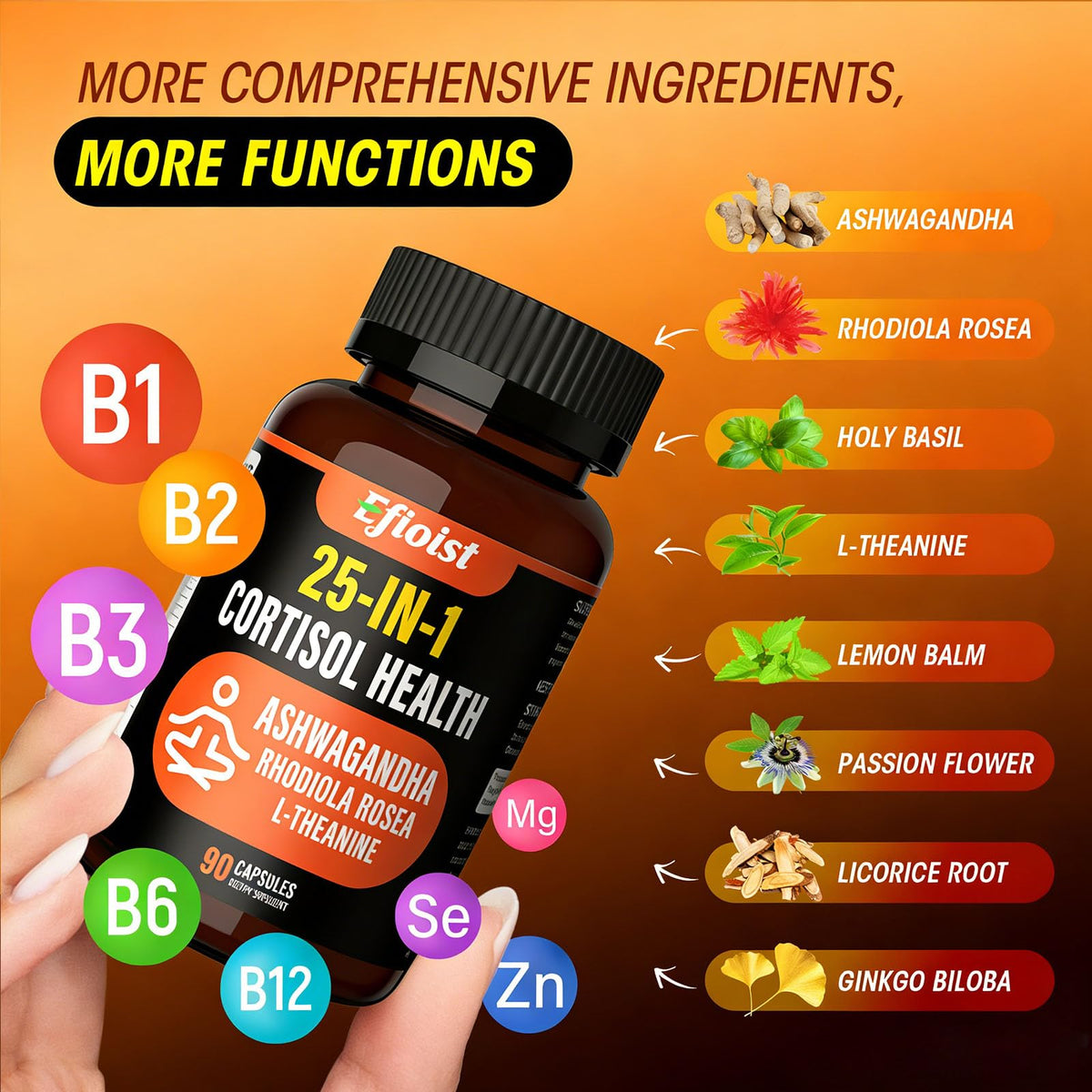 Capsules Efioist avec Ashwagandha dans une cuillère