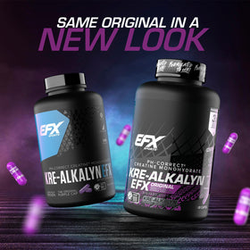 Capsules EFX Sports Kre-Alkalyn EFX sur un fond blanc