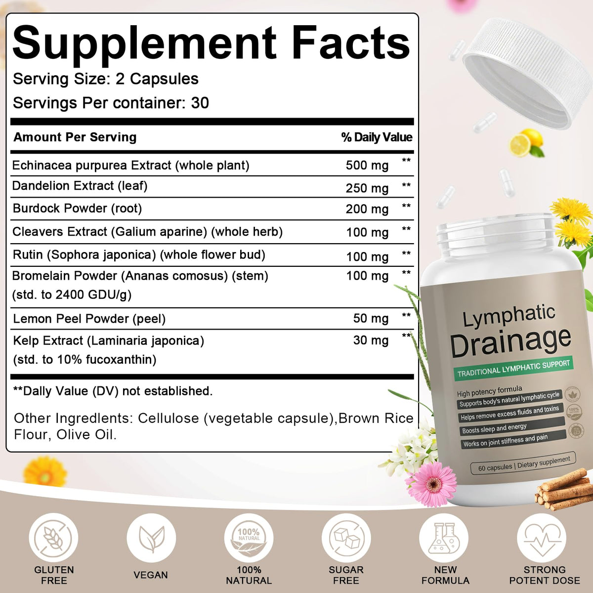 Capsules EOQIFJM avec étiquette, vue de côté