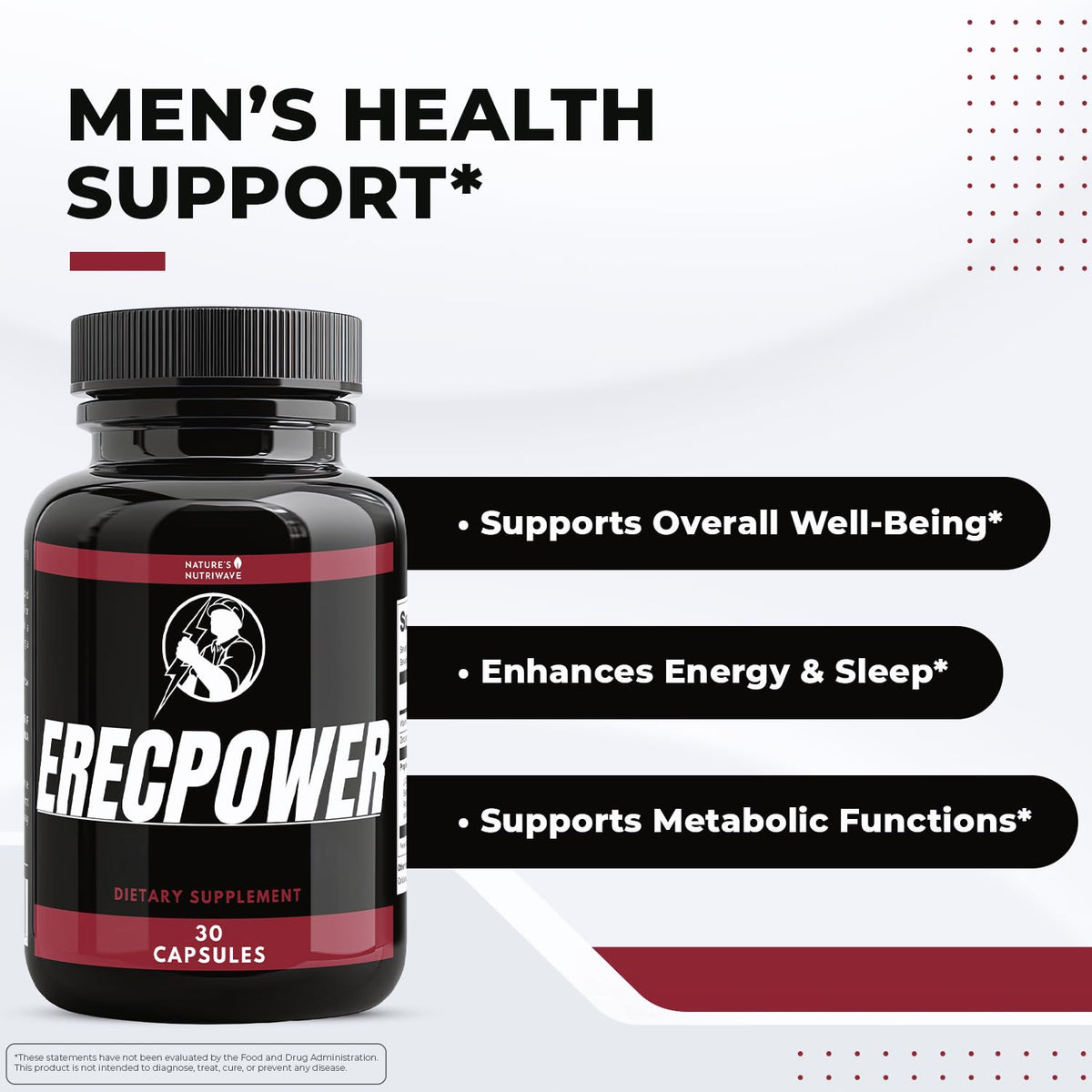Capsules ErecPower Nature’s NutriWave sur une surface blanche