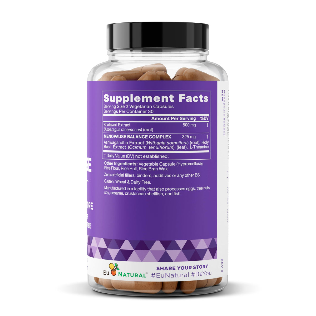 Capsules Eu Natural Menopause avec un verre d'eau
