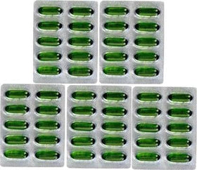 Capsules Evion Vitamine E 400mg montrant le contenu des capsules
