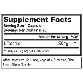 Capsules Evlution L-Theanine 200mg sur une surface blanche