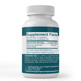Capsules Eyebright 100 g PURE ORIGINAL INGREDIENTS vue arrière