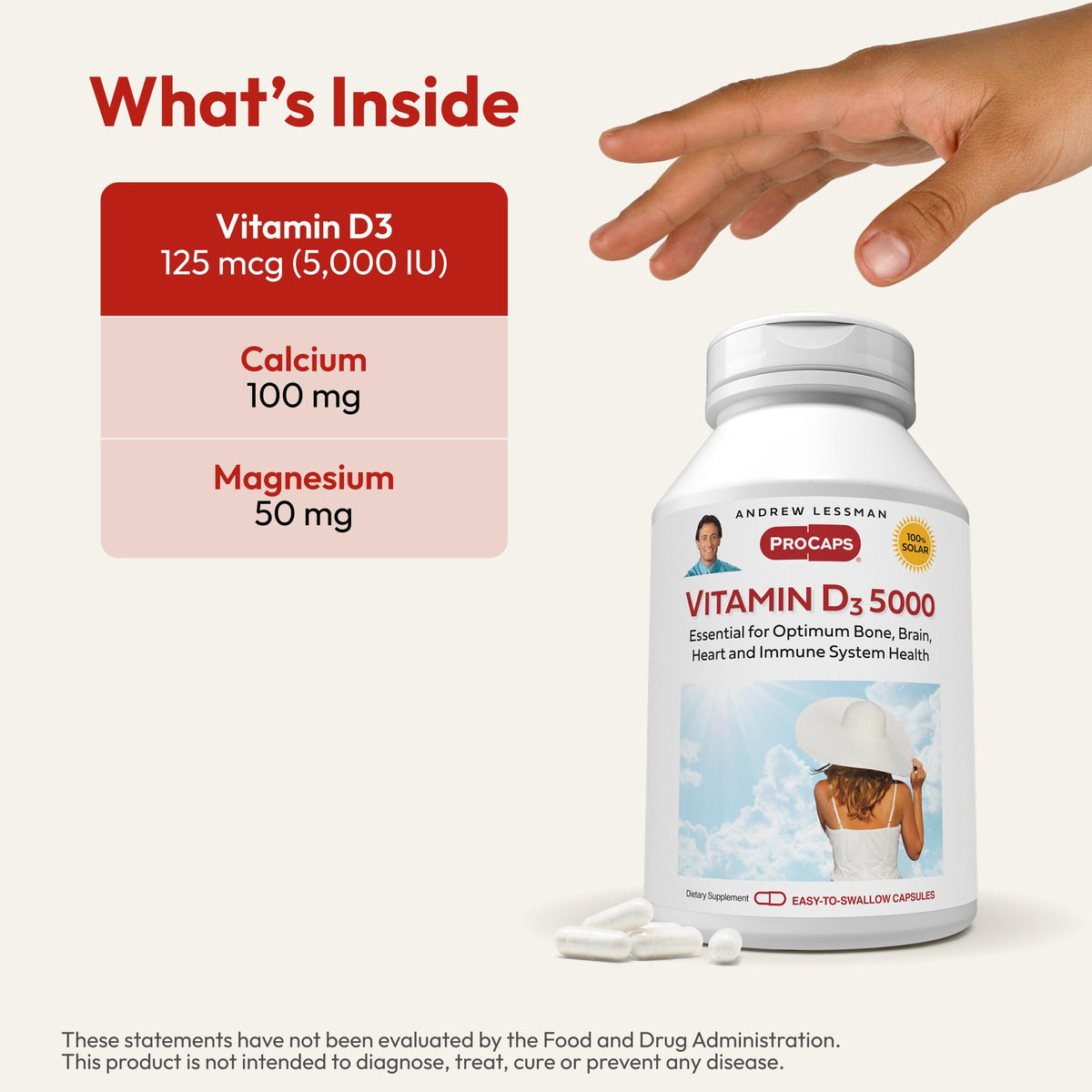 Capsules faciles à avaler d'ANDREW LESSMAN VITAMINE D3 5000 IU