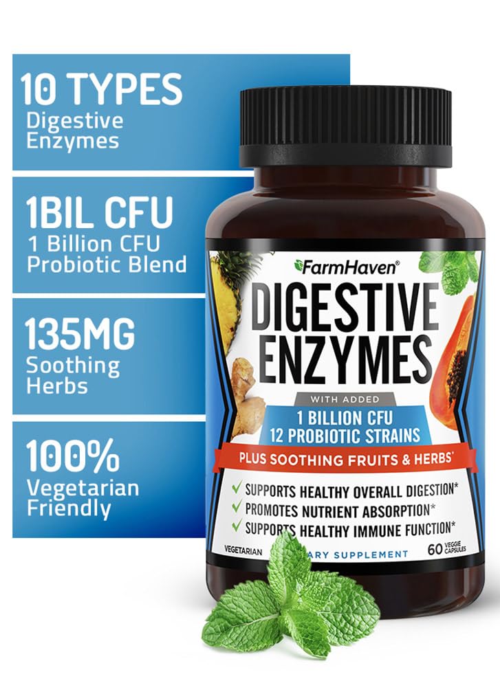 Capsules FarmHaven Multi-Enzymes sur une surface blanche