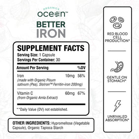 Capsules Fer Végétal Organics Ocean sur fond blanc