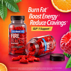 Capsules Fire Bullets en gros plan sur fond blanc