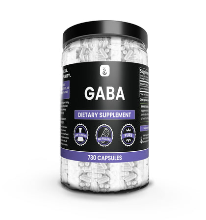 Capsules GABA PURE ORIGINAL INGREDIENTS en bouteille vue de face