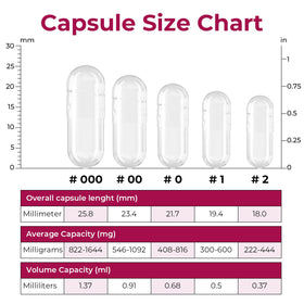 Capsules gélatine vides ATLEMISME sur fond blanc, taille 000