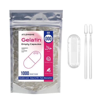Capsules gélatine vides ATLEMISME Taille 000, paquet de 1000 unités