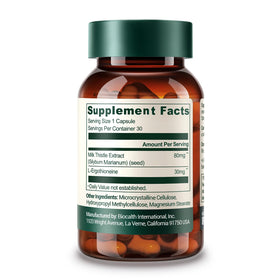 Capsules GENEIII L-Ergothioneine sur une surface blanche