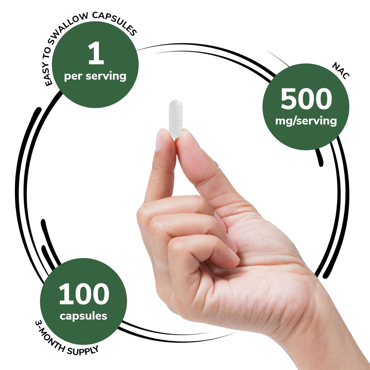 Capsules Genex Formulas NAC 500mg sur une surface blanche