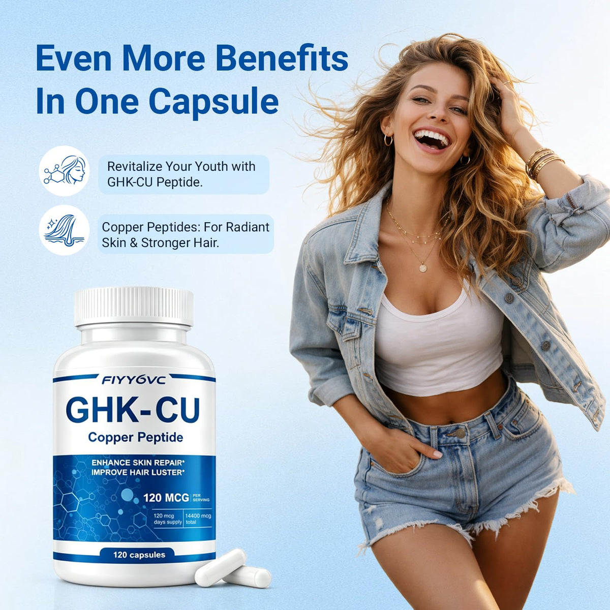 Capsules GHK-Cu FIYY6VC sur une surface blanche