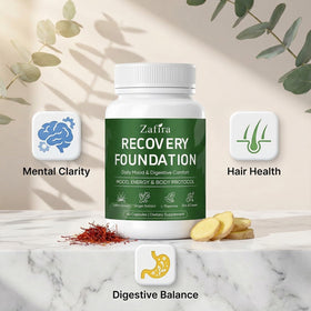 Capsules GLORAMD Zafira Organics à côté d'un verre d'eau