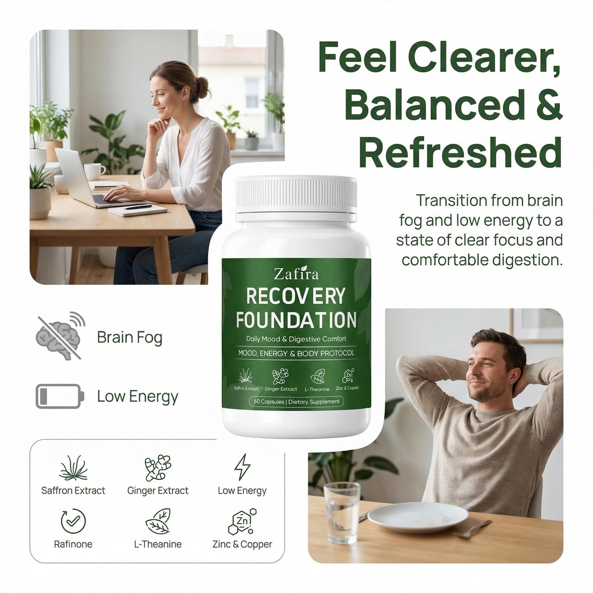 Capsules GLORAMD Zafira Organics sur une table