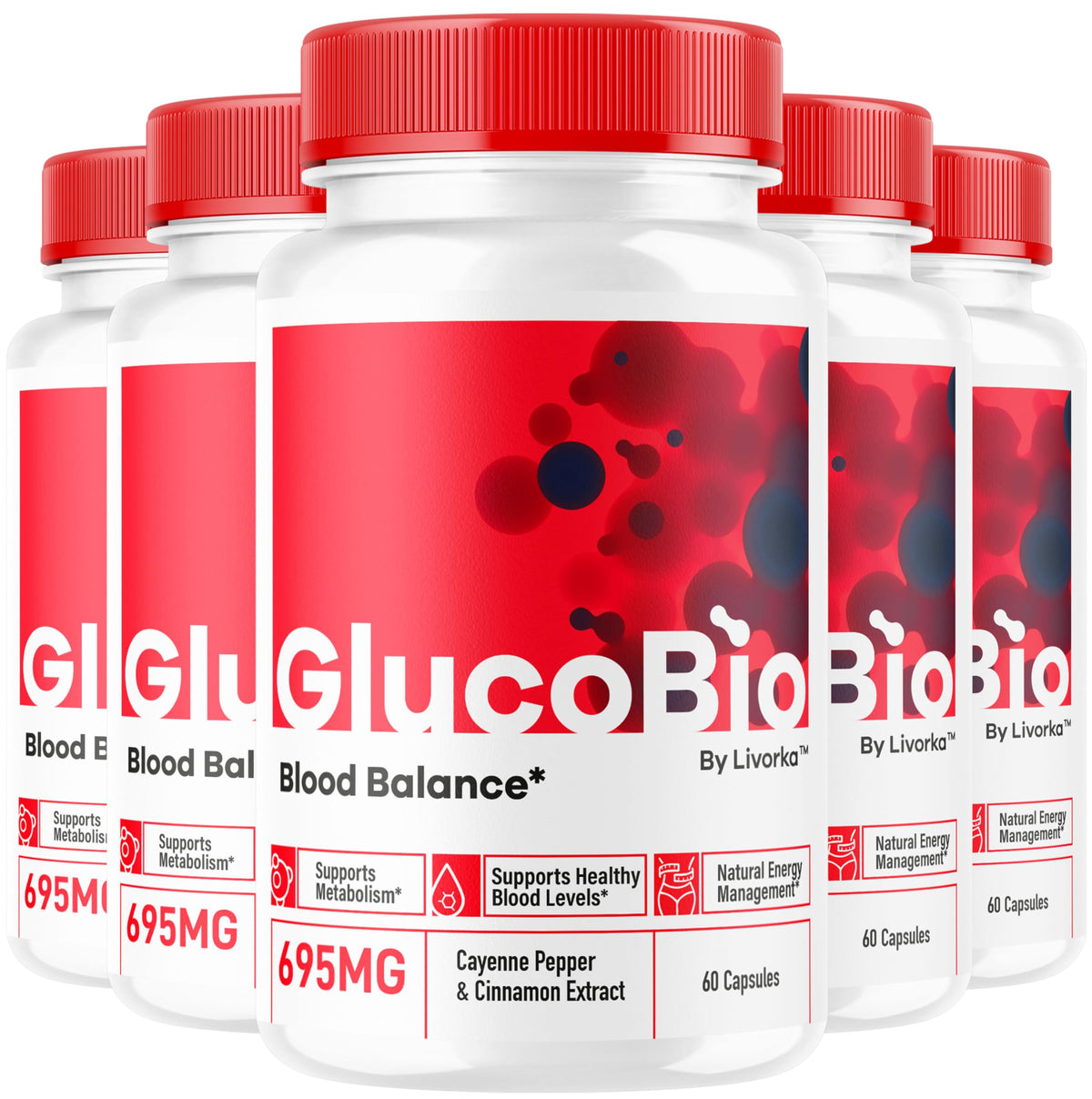 Capsules GlucoBio LIVORKA en flacon de 300 capsules vue de face