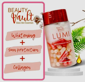 Capsules Glutathione LUMI 24H placées sur une surface neutre