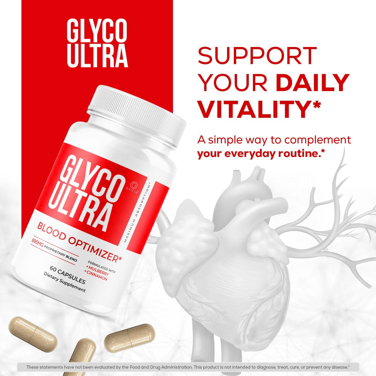 Capsules Glyco Ultra OVICIA sur un fond blanc