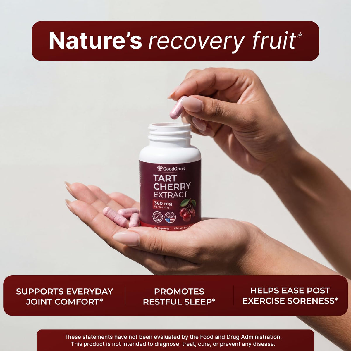 Capsules GoodGrove Cerise Acide Montmorency en gros plan