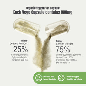 Capsules Gurmar sur une table en bois