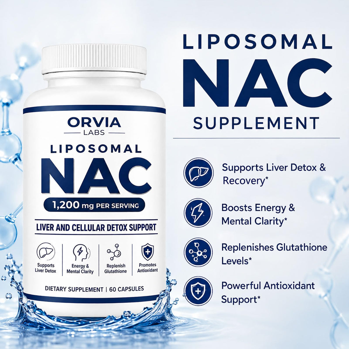 Capsules Halpilt NAC Liposomique sur une surface blanche