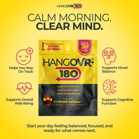 Capsules Hangovr180® posées sur une table