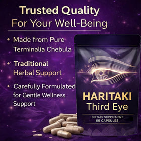 Capsules haritaki dans une main pour montrer la taille